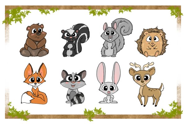 Лесные животные мультяшные