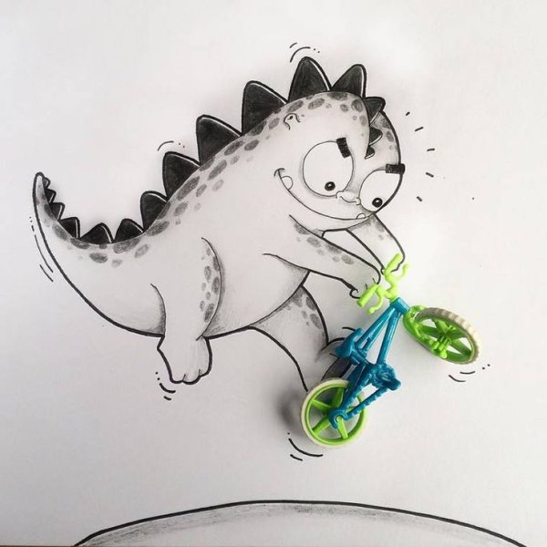 Дракончик нарисованный смешной