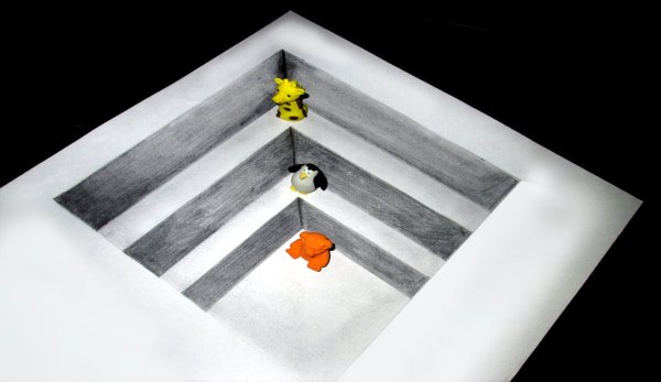 3д фигуры карандашом на бумаге