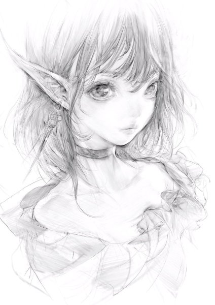 Аниме Эльф карандашом