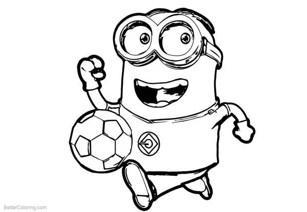 Раскраска Миньон футболист