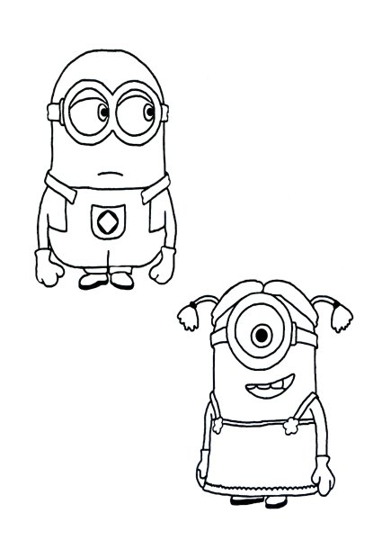 Миньоны раскраска маленькая