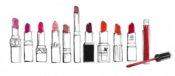 Красная помада акварель