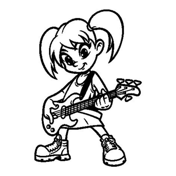 Бабушка с гитарой. Раскраска