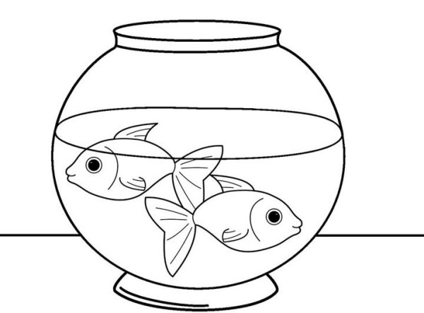 Разукрашка аквариум с рыбками