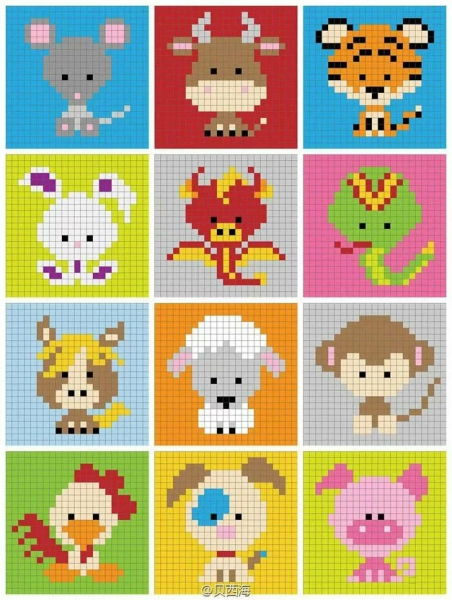 Рисунки по клеточкам маленькие животные