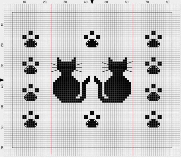 Жаккардовые узоры кошачьи лапки