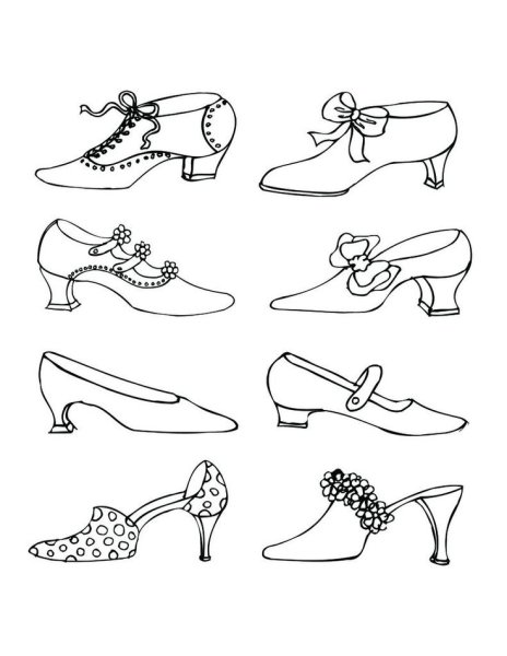 Туфли раскраска для детей