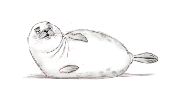 Тюлень карандашом