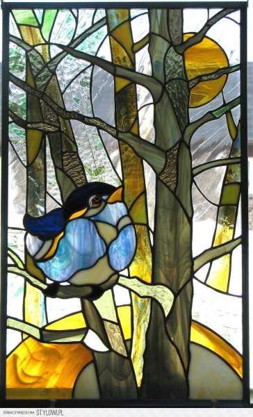 Витражная живопись птица
