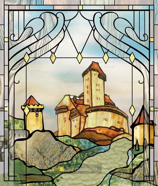 Эскиз витража замок