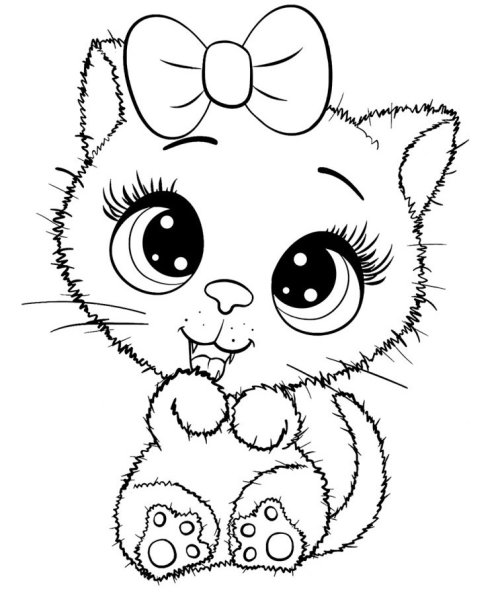 Раскраска кошка с котятами