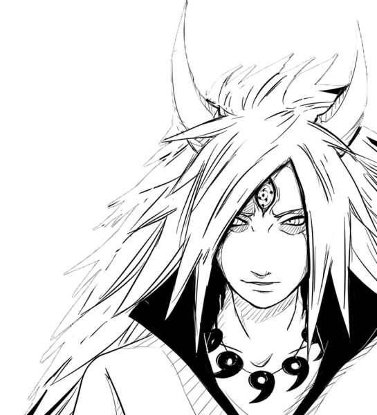 Мадара Учиха черно белый