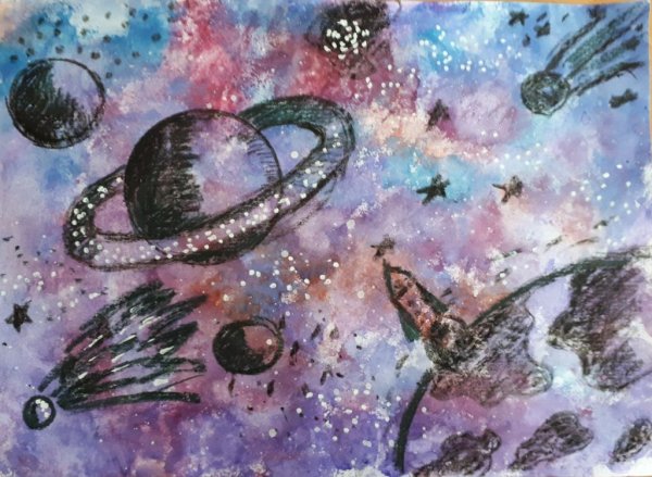 Композиция космос рисунок