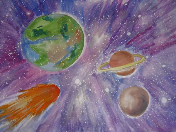 Детские рисунки про космос