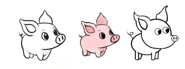 Маленький рисунки для срисовки свинье