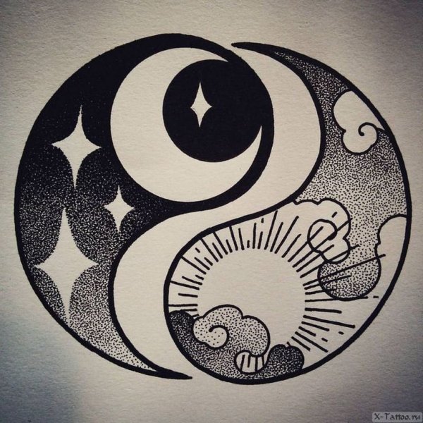 Дотворк тату эскизы Инь Янь