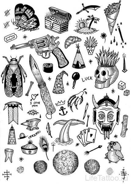 Мелкие тату эскизы