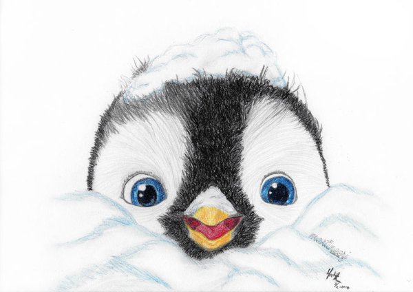 Пингвиненок красками