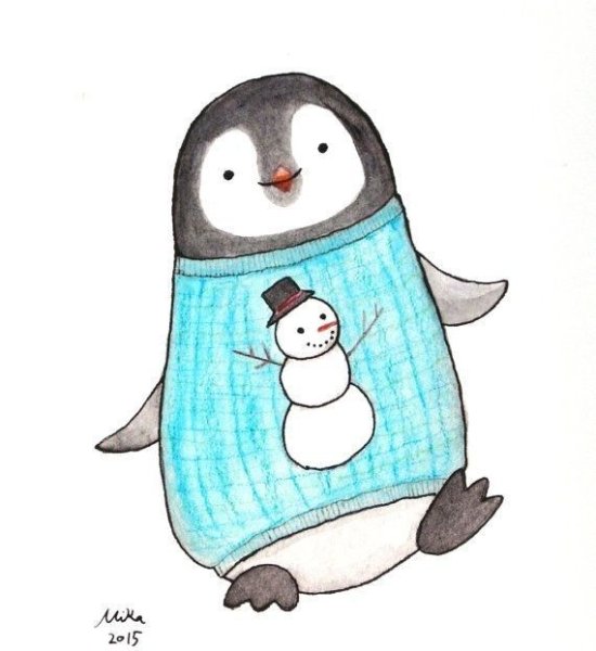 Милые мультяшные пингвины