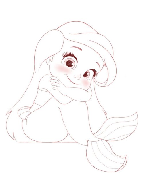 Русалка Ариэль карандашом