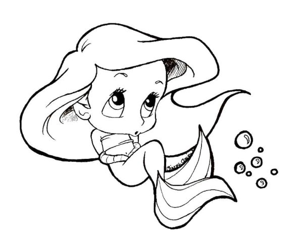 Раскраска Русалочка маленькая