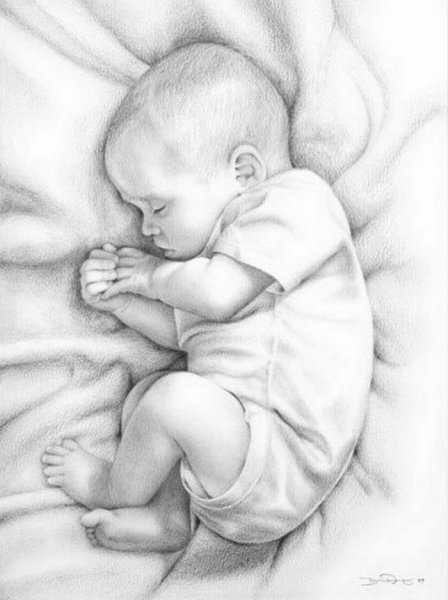 Младенец рисунок карандашом