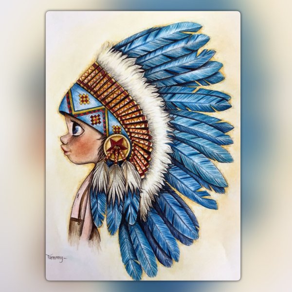 Индейцы цветными карандашами