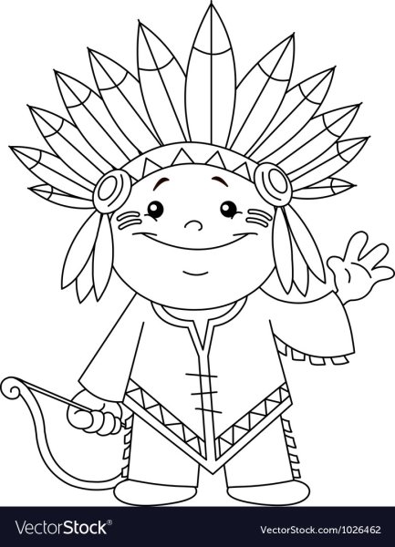 Индеец раскраска для детей