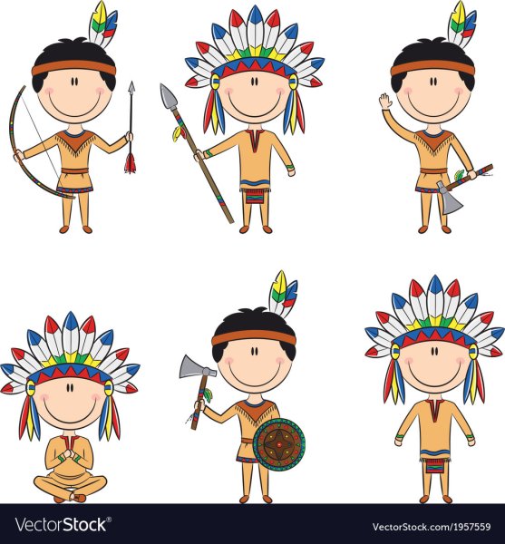 Индейское племя в мультяшном стиле