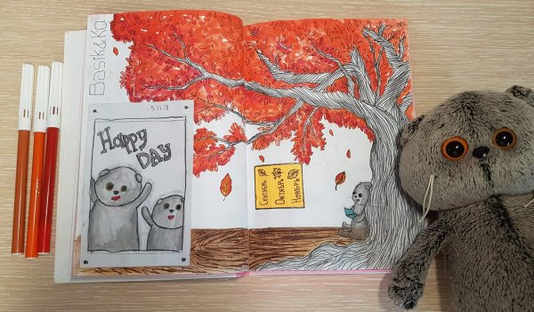 Кот Басик нарисованный