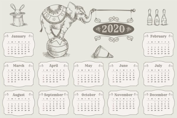 Календарь 2020 раскраска