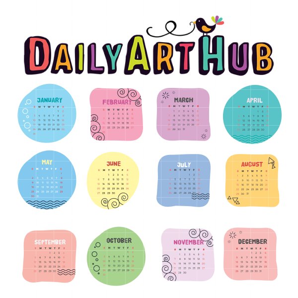 Скрапбукинг календарик для печати 2021