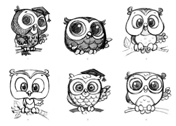 Совушки для срисовки