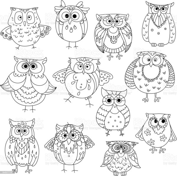 Много сов раскраска