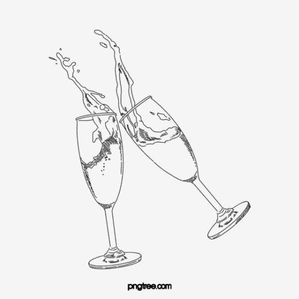 Нарисованные бокалы с шампанским