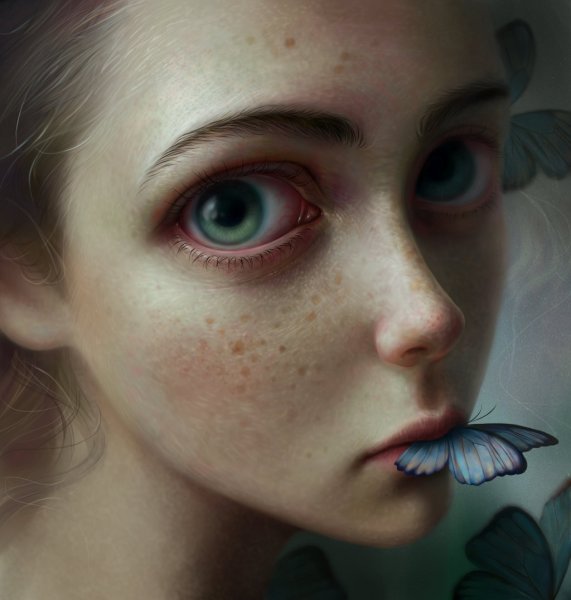 Девушка с закрытым ртом арт