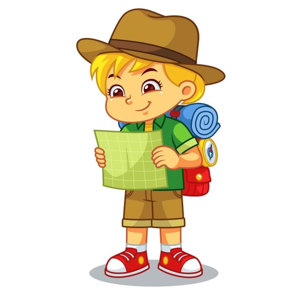 Мальчик путешественник на прозрачном фоне