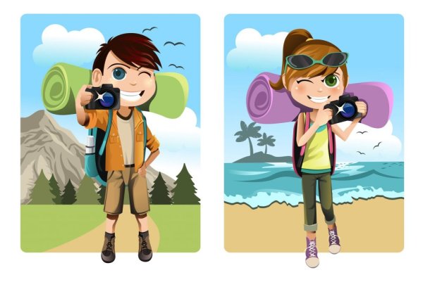 Мальчик и девочка путешественники