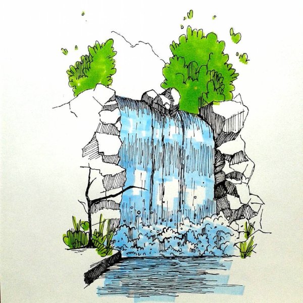 Водопад скетч