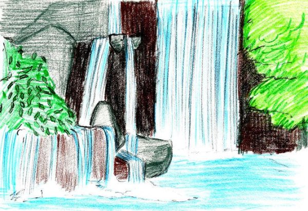 Водопад карандашом