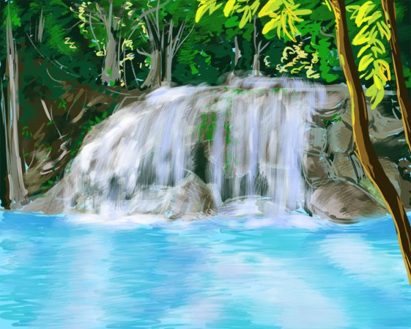 Рисование водопада для детей