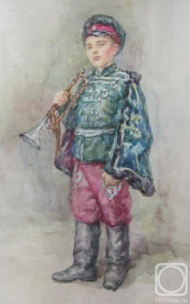 Маленький трубач живопись