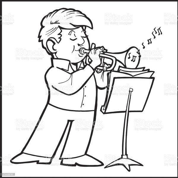 Трубач раскраска для детей