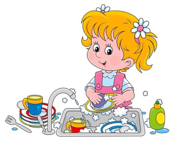 Мытье посуды рисунок для детей