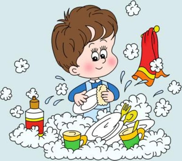 Мытье посуды в детском саду