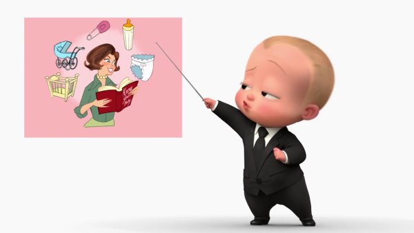 Бос молокосос с указкой фона