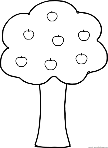 Раскраска яблоня с яблоками