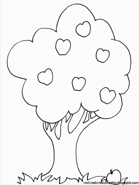 Дерево яблоня раскраска