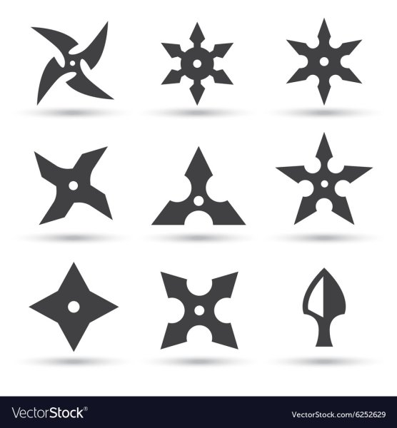 Сюрикены разной формы силуэты